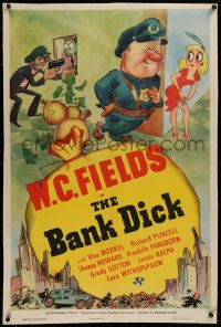 1z023 BANK DICK linen style D 1sh 1940 great cartoon art of W.C. Fields as Egbert Souse, ultra rare!