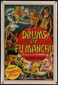 1z084 DRUMS OF FU MANCHU linen chapter 1 1sh 1940 Henry Brandon, Sax Rohmer, serial, cool art!