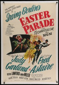 1z088 EASTER PARADE linen style D 1sh 1948 art of Judy Garland & Fred Astaire, Irving Berlin musical
