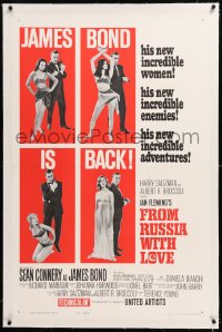 1z115 FROM RUSSIA WITH LOVE linen style B 1sh 1964 Sean Connery as Ian Fleming's James Bond is back!