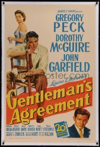 1z123 GENTLEMAN'S AGREEMENT linen 1sh 1947 Elia Kazan, Gregory Peck, Dorothy McGuire, John Garfield