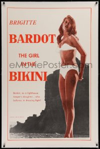 1z130 GIRL IN THE BIKINI linen 1sh 1958 sexy full-length Brigitte Bardot in skimpy 2-piece swimsuit!