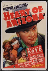 1z147 HEART OF ARIZONA linen 1sh 1938 wonderful image of William Boyd as Hopalong Cassidy, rare!