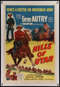 1z151 HILLS OF UTAH linen 1sh 1951 cowboy Gene Autry's a frontier medical doctor on horseback now!