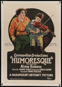 1z155 HUMORESQUE linen style B 1sh 1920 violin prodigy Gaston Glass & mom Vera Gordon, ultra rare!