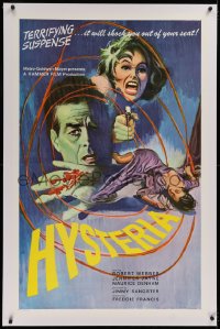 1z158 HYSTERIA linen 1sh 1965 Webber, Hammer horror, will shock you out of your seat, Freddy Francis