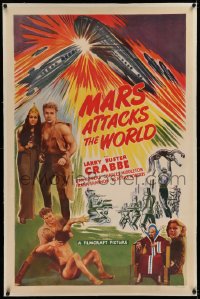 1z203 MARS ATTACKS THE WORLD linen 1sh R1950 feature version of Flash Gordon Conquers the Universe!
