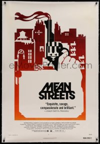 1z206 MEAN STREETS linen 1sh 1973 Robert De Niro, Martin Scorsese, cool artwork of hand holding gun!