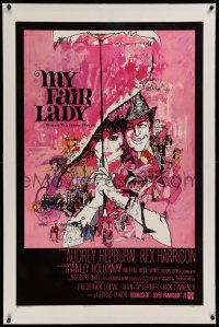 1z229 MY FAIR LADY linen 1sh 1964 classic Bob Peak artwork of Audrey Hepburn & Rex Harrison!
