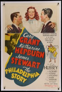 1z253 PHILADELPHIA STORY linen style C 1sh 1940 Katharine Hepburn, Cary Grant, James Stewart, rare!