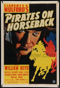 1z256 PIRATES ON HORSEBACK linen 1sh 1941 incredible art of William Boyd as Hopalong Cassidy, rare!