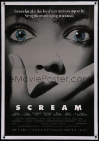1z283 SCREAM linen 1sh 1996 directed by Wes Craven, someone has taken scary movies too far!