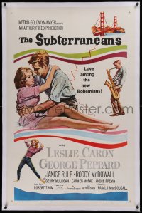 1z308 SUBTERRANEANS linen 1sh 1960 Jack Kerouac novel, art of sexy Leslie Caron & George Peppard!