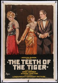 1z317 TEETH OF THE TIGER linen 1sh 1919 master thief Arsene Lupin in his 1st US feature, ultra rare!