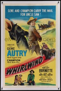 1z345 WHIRLWIND linen 1sh 1951 Gene Autry & Champion carry the mail for Uncle Sam, cool image!