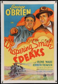 1z346 WHISPERING SMITH SPEAKS linen 1sh 1935 great art of George O'Brien over speeding train!