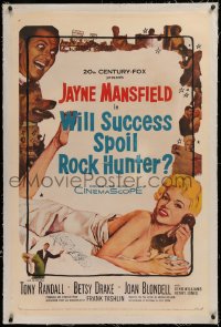 1z350 WILL SUCCESS SPOIL ROCK HUNTER linen 1sh 1957 art of sexy Jayne Mansfield wearing only a sheet!