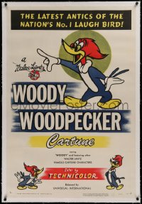 1z356 WOODY WOODPECKER linen 1sh 1950 Walter Lantz, latest antics of the nation's no.1 laugh bird!