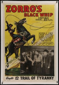 1z362 ZORRO'S BLACK WHIP linen chapter 12 1sh 1944 female Zorro on horseback, Trail of Tyranny!