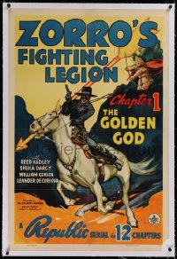 1z363 ZORRO'S FIGHTING LEGION linen chapter 1 1sh 1939 art of masked hero Reed Hadley, ultra rare!