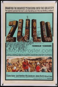 1z365 ZULU linen 1sh 1964 Stanley Baker & Michael Caine English classic, dwarfing the mightiest!
