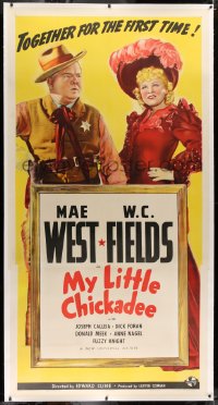 2a038 MY LITTLE CHICKADEE linen 3sh 1940 W.C. Fields & Mae West together for the first time, rare!