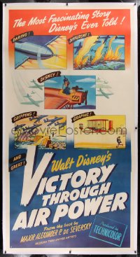 2a048 VICTORY THROUGH AIR POWER linen 3sh 1943 most fascinating WWII story Disney ever told, rare!