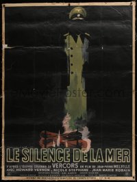 2a097 SILENCE OF THE SEA linen French 1p 1949 Jean-Pierre Melville, Gid art of faceless Nazi, rare!