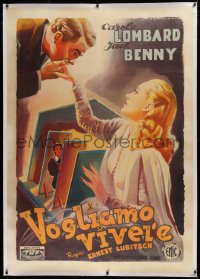 2a070 TO BE OR NOT TO BE linen Italian 1p 1946 Martinati art of Carole Lombard & Jack Benny, rare!