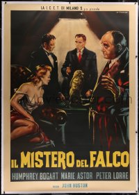 2a054 MALTESE FALCON linen Italian 2p R1962 Humphrey Bogart, Lorre, different Stefano art, rare!
