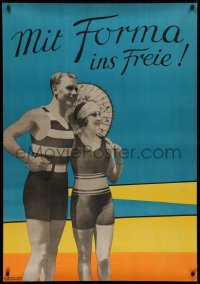 2a018 MIT FORMA INS FREIE 33x47 German advertising poster 1920s photomontage of couple in beachwear!