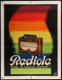 2a144 RADIOLA linen 46x62 French advertising poster 1938 great Rene Ravo art of radio receiver!