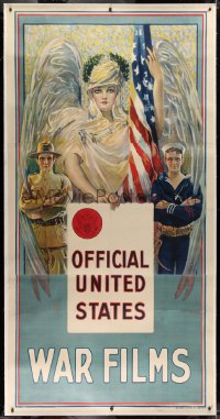 2a040 OFFICIAL UNITED STATES WAR FILMS linen 3sh 1916 art of winged woman, soldier & sailor, rare!