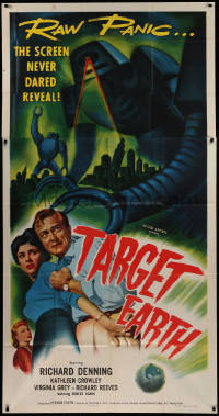 2b010 TARGET EARTH 3sh 1954 raw panic the screen has never dared reveal, cool sci-fi art!