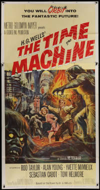 2b011 TIME MACHINE 3sh 1960 H.G. Wells, George Pal, great Reynold Brown art of Taylor & Mimieux!