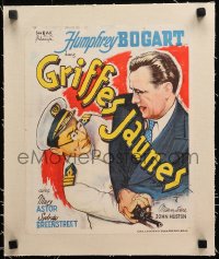 2b173 ACROSS THE PACIFIC linen Belgian R1940s art of Humphrey Bogart fighting w/Japanese officer!