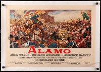 2b175 ALAMO linen Belgian 1960 Brown art of John Wayne & Richard Widmark in the War of Independence!