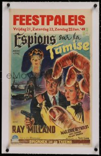 2b197 MINISTRY OF FEAR linen Belgian 1948 Fritz Lang noir, Wik art of Ray Milland & Reynolds, rare!