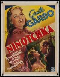 2b204 NINOTCHKA linen Belgian R1950s different art of Greta Garbo & Melvyn Douglas, Ernst Lubitsch!
