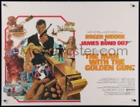 2b162 MAN WITH THE GOLDEN GUN linen British quad 1974 McGinnis art of Roger Moore as James Bond!