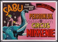 2b362 SABU THE ELEPHANT BOY linen 31x43 Dutch circus poster 1953 great colorful art, rare!
