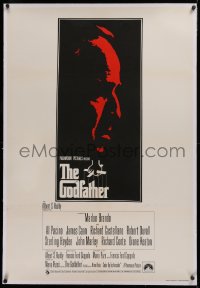 2b149 GODFATHER linen English 1sh 1972 silhouette art of Marlon Brando, Francis Ford Coppola classic!