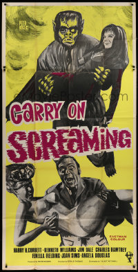 2b025 CARRY ON SCREAMING English 3sh 1966 English horror comedy, Chantrell wacky art, ultra rare!