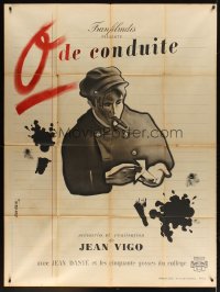 2b023 ZERO DE CONDUITE French 1p R1946 Jean Vigo juvenile delinquent classic, artwork by Jean Colin!