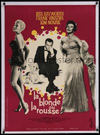 2b171 PAL JOEY linen French 22x30 1958 different image of Frank Sinatra, sexy Rita Hayworth & Novak!