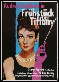 2b133 BREAKFAST AT TIFFANY'S linen German R1986 great Peltzer art of sexy elegant Audrey Hepburn!