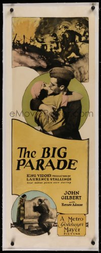 2b256 BIG PARADE linen insert 1925 King Vidor, John Gilbert, Renee Adoree, World War I classic, rare