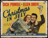 2b258 CHRISTMAS IN JULY linen 1/2sh 1940 Preston Sturges classic, Dick Powell, Ellen Drew, rare!