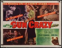 2b269 GUN CRAZY linen 1/2sh 1950 Joseph H. Lewis noir classic, bad girl Peggy Cummins, very rare!