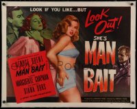 2b277 MAN BAIT linen 1/2sh 1952 sexiest bad girl Diana Dors seduced by George Brent, very rare!